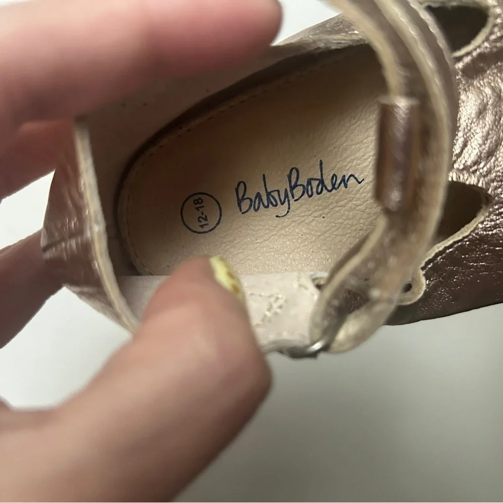 Baby Boden 12-18M Baby Girl Mary Jane Shoes Metallic Gold